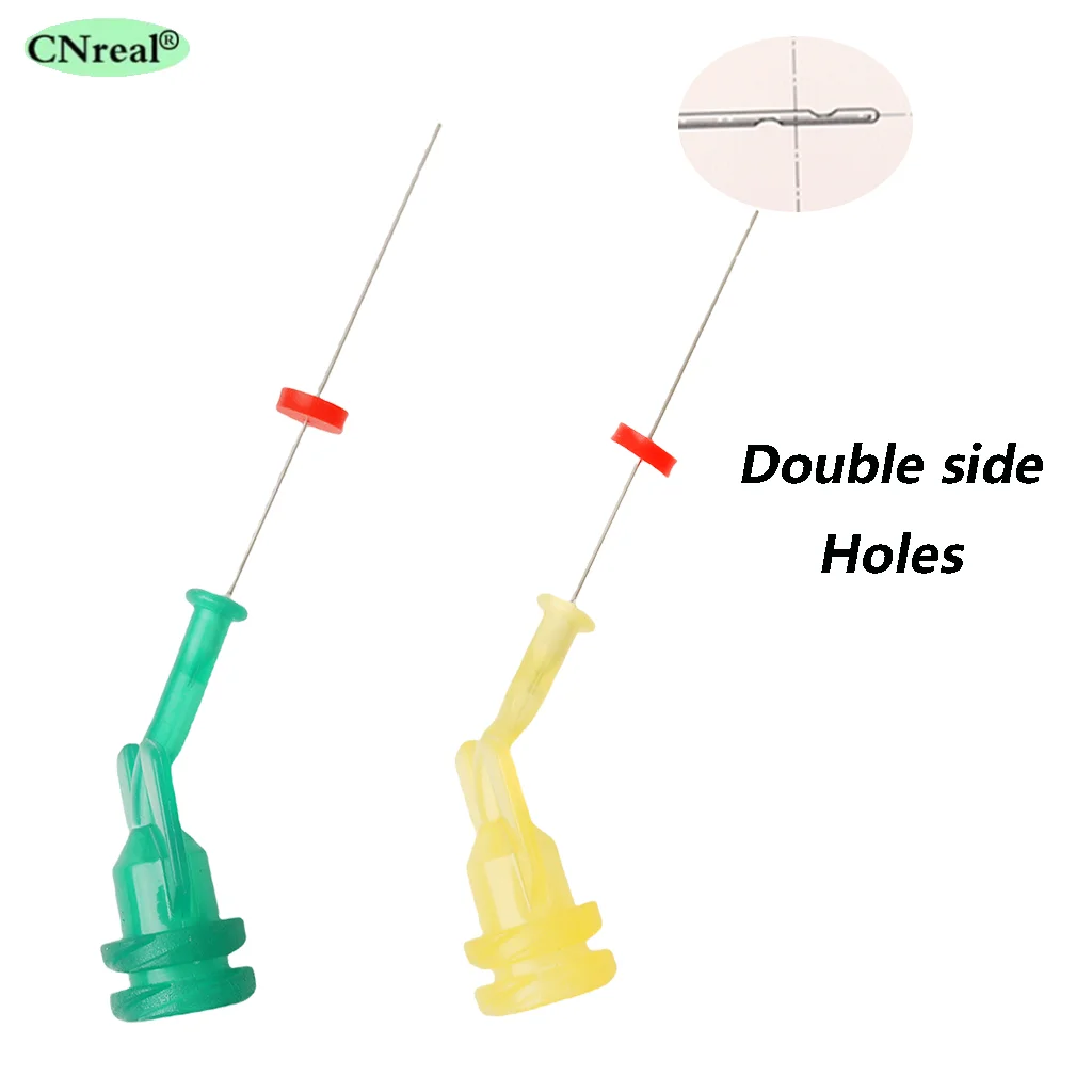 Igły do irygacji endologicznej końcówka precyzyjne końcówki strzykawek do czyszczenia kanałów korzeniowych 21/25mm podwójne boki otwory instrumenty