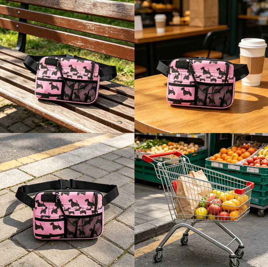

Симпатичная поясная сумка с принтом шотландского терьера - многофункциональная сумка с несколькими карманами, сеткой и регулируемым ремнем, подарок для любителей собак