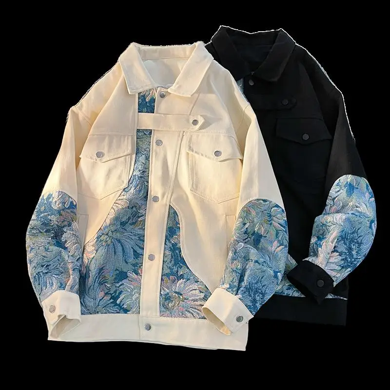 

Men's Spring Autumn Loose Fit Embroidered Jaet Aston Vintage Patchwork Heavyweight National Trend Tang Costume High End Fee...