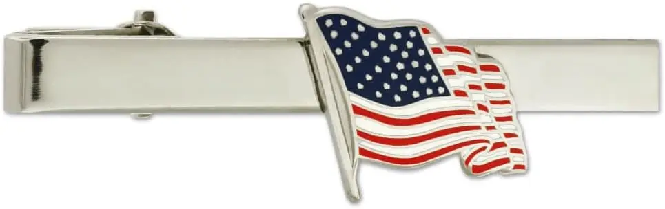 

Silver or Gold Plated American Flag Tie Clip, Engravable Patriotic Accessory for Men