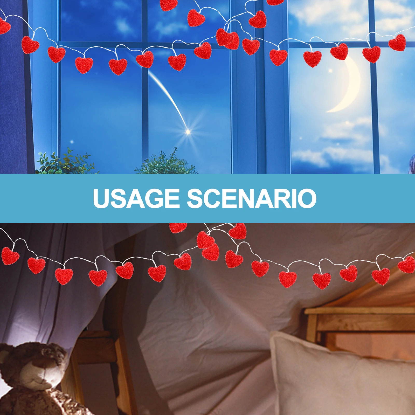 

1Pc Heart Shaped Light String USB Romantic Proposal Decor Festive Party Room Decoration