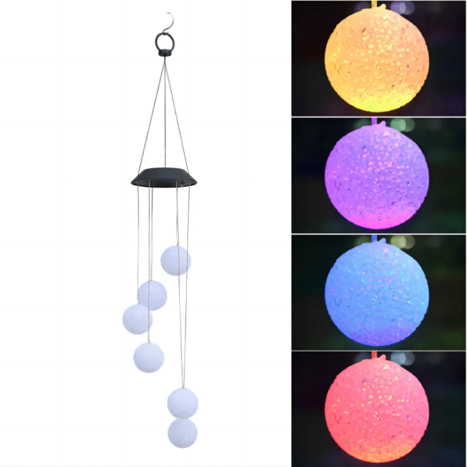 

Solar Wind Chime Round Ball Light Waterproof Outdoor Courtyard Garden Patio Windows Wall Hanging Wind Bells Home Decoration Ligh