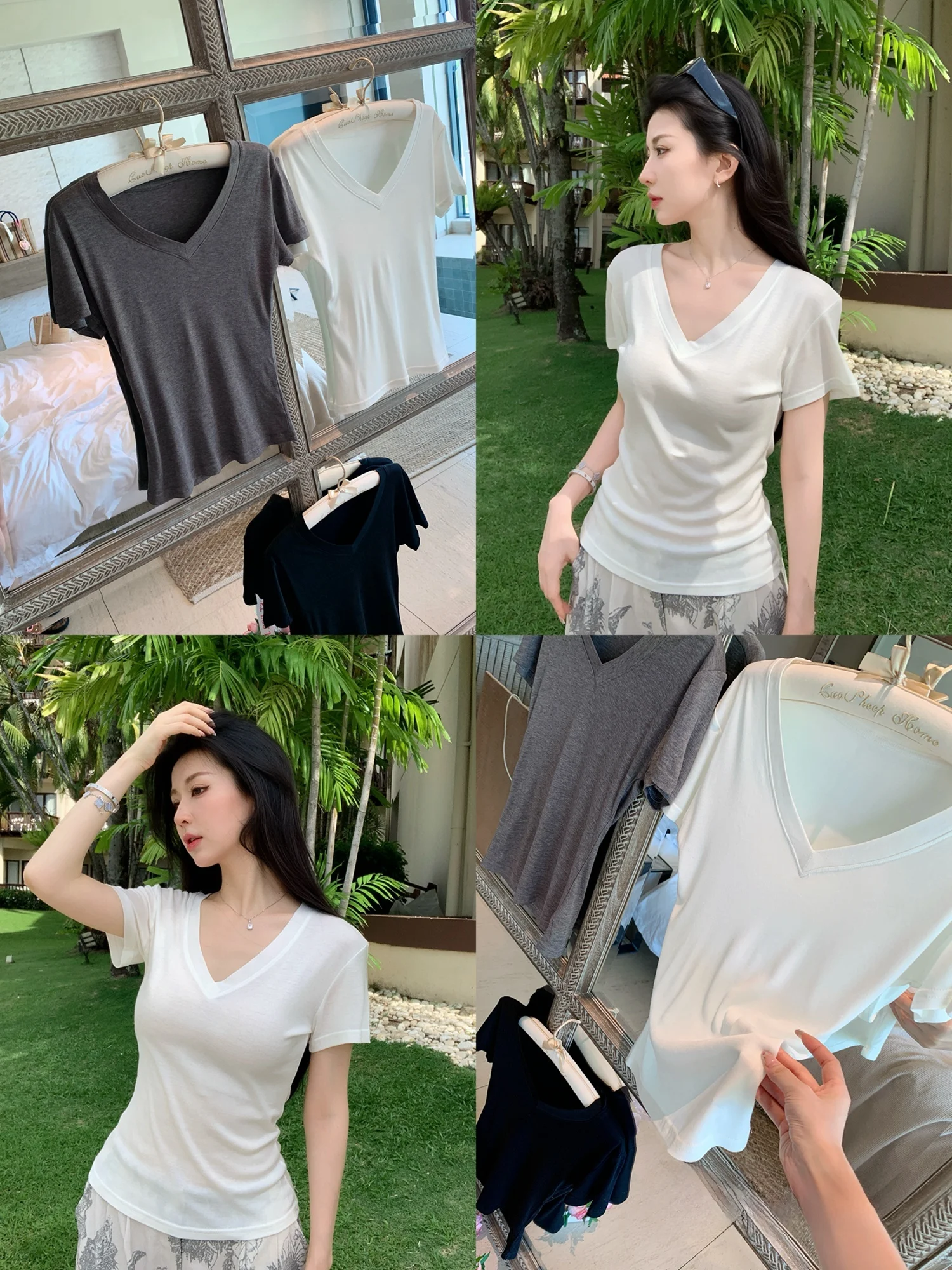 

Ультракомфортная легкая шелковая футболка с V-образным вырезом и коротким рукавом, женский топ, летняя дышащая влагоотводящая модель...