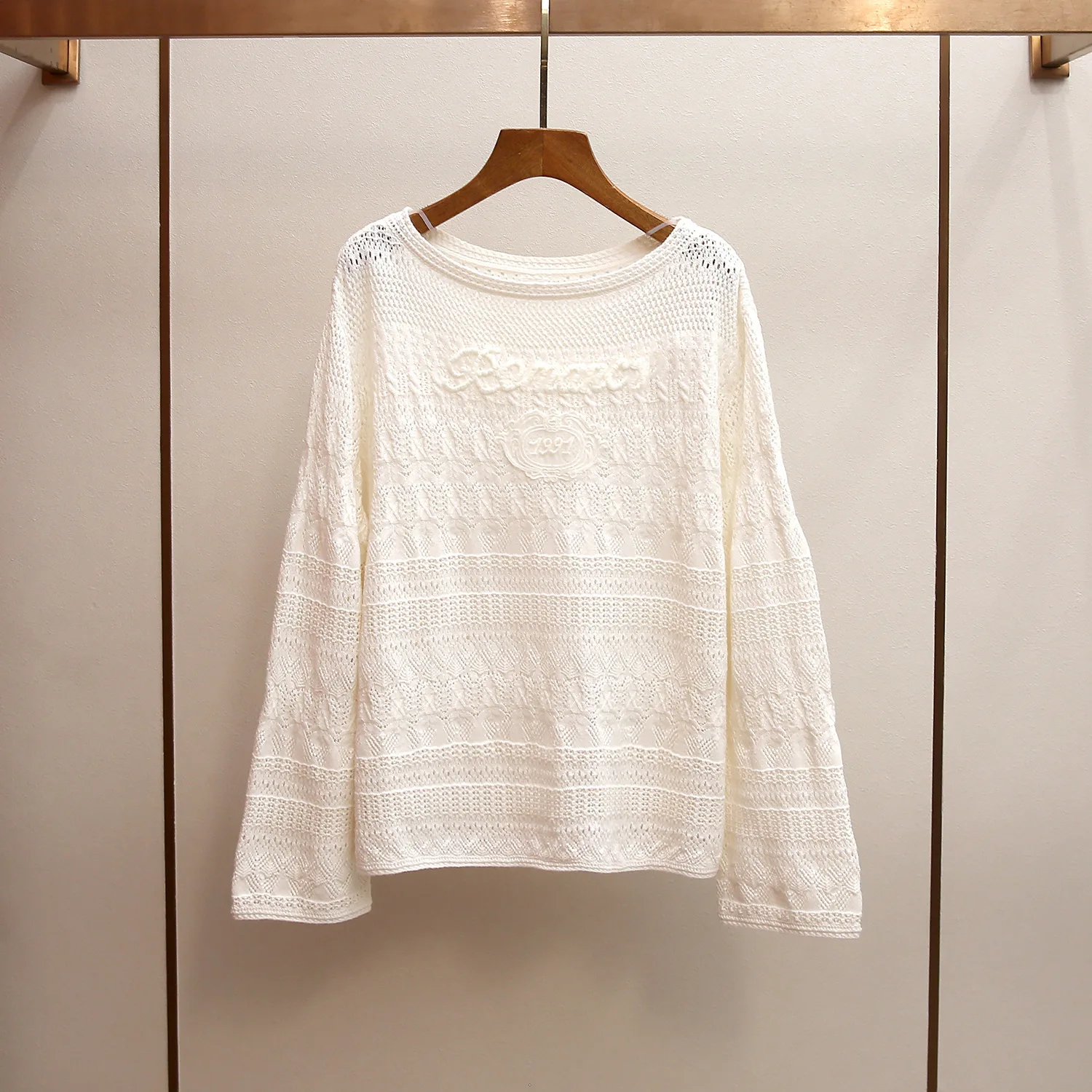 

Элитный женский свободный вязаный топ MaSande с ажурным узором, новинка весны, модный дизайн, из полиэфирного волокна