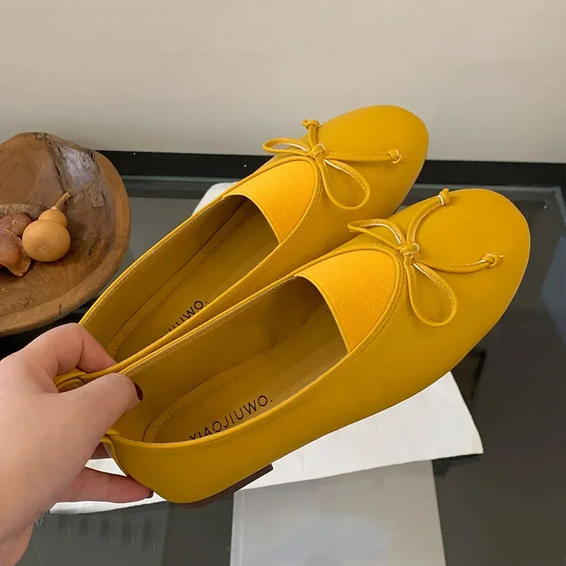 

Туфли Мэри Джейн с бантом, женская обувь, удобная повседневная обувь, женская мягкая подошва, лаконичные модные женские балетки с круглым носком