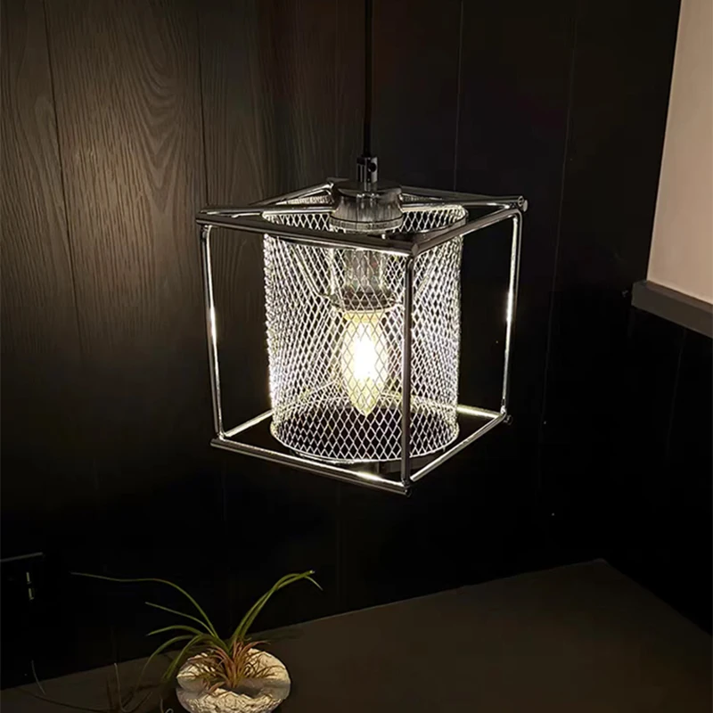 Industrial Iron Mesh Pendant Light E27 Ceiling Chandelier Modern Hanging Fixture for Kitchen Bedroom Home Deco lightr