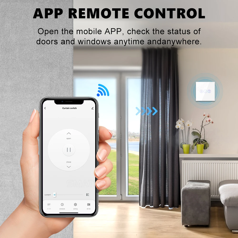 Tuya-Joli de Rideaux et de Stores WiFi Smart Life, Prise UE, Volet Roulant, Panneau Tactile, Commutateurs Électriques, Google Home, Alexa, Commande Vocale