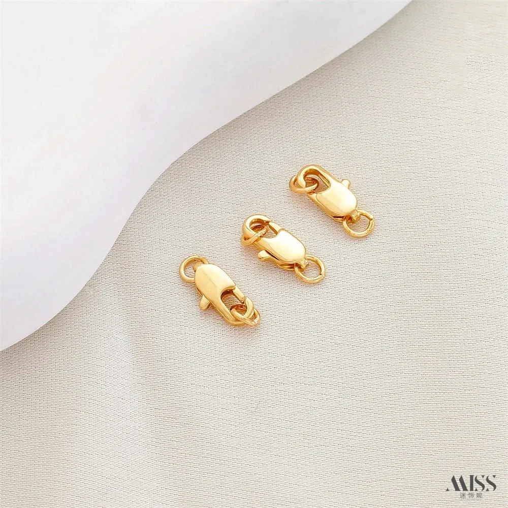 14K Gold Color 18K Plated Real Gold Spring Buckle Lobster Buckle DIY Bracelet Necklace Ending Connection Button Head Accessories