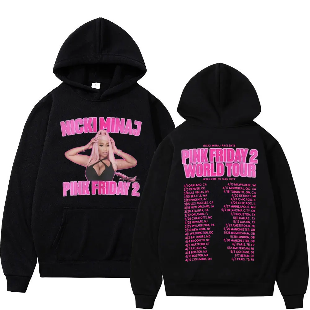 

Rapper Nicki Minaj Album Pink Friday 2 World Tour Print Hoodies Fashion Hip Hop Rap Sweatshirts Unisex Y2k Aesthetics Pullovers