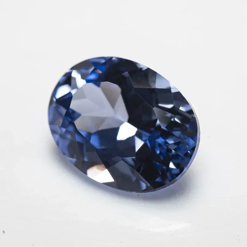 Lab Grown Sapphire Cornflower Color Oval Shape Charm Beads Top Quality for Diy Jewelry Making Material Selectable AGL Certifica