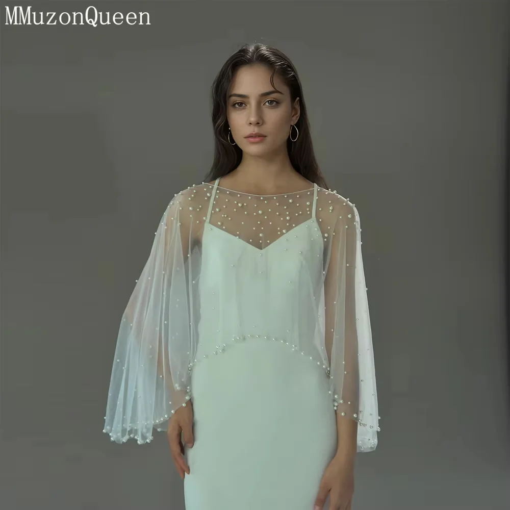 

TOPQUEEN жемчуг свадебная шаль женское свадебное платье тюлевое болеро из бисера болеро без рукавов свадебный аксессуар DIY настраиваемый