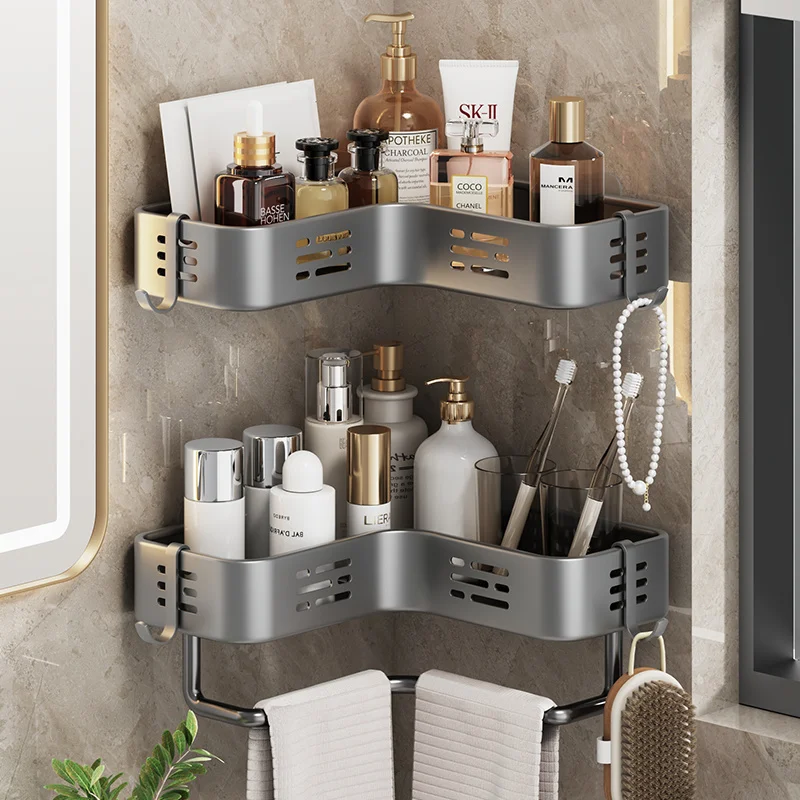 Custom Bathroom Storage Rack No Drilling Wall-Mounted Bathroom Washstand Storage Organizer Corner Storage Magic