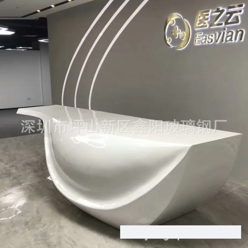 FRP checkout page Service desk Medical beauty exhibition hall Welcome creative glass fiber front desk Reception bar