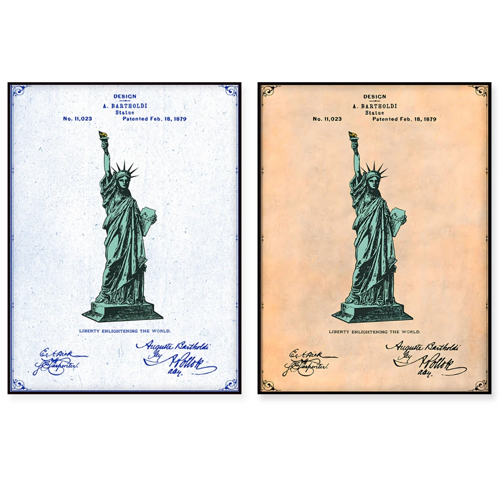 

Statue of Liberty color patent printing, New York City Goddess printing art poster