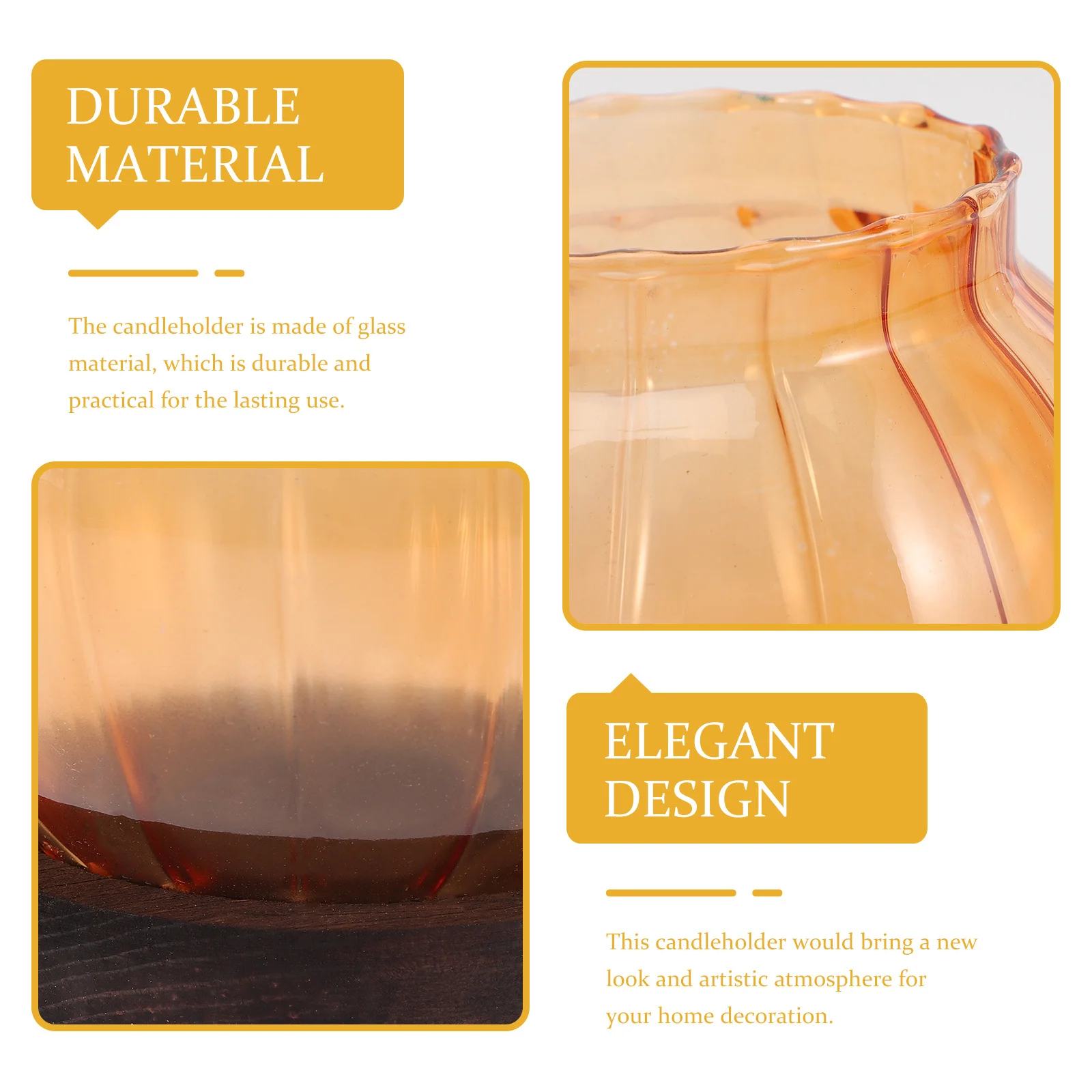 

Desktop Stand Pumpkin Holder Modern Design Glass Material Wooden Base Elegant Home Decor Wonderful Gift