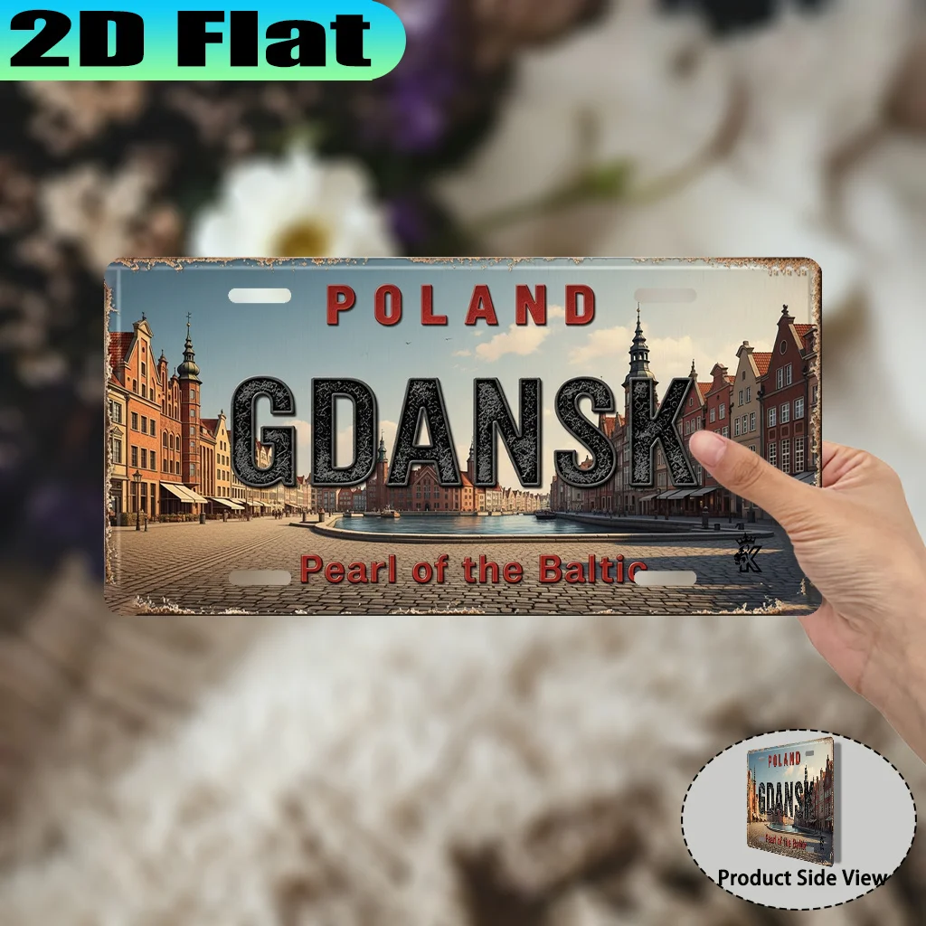 2D Flat, 2D Flat - 2D Flat 2D Flat - [2D Flat] 2D Flat PrinAluminumg, 1pc, Gdansk Baltic Pearl Vintage Aluminum Sign (30.48X15.2