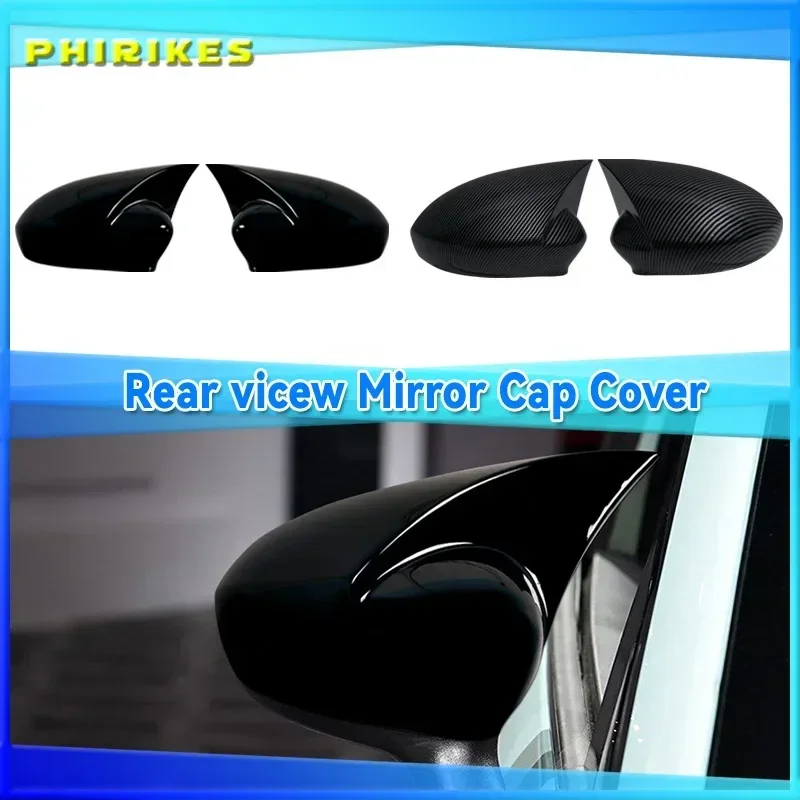 Glossy Black Pair Car Side Wing Mirror Cover Caps For Fiat 500 500C Grande Punto Rearview Mirror Cover Shell Case Trim Add on