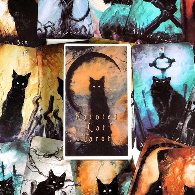 Haunted Cat Tarot Deck Black Cat Fearless Family Oracle Card Board Games Playing Card Family Party Entertainment Game Cards