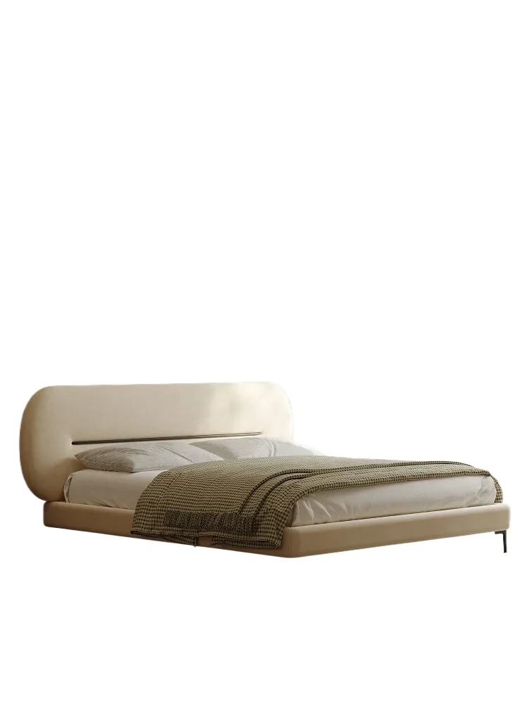 XCX wind bedroom bed does not disturb each other double bed fabric bed simple and modern