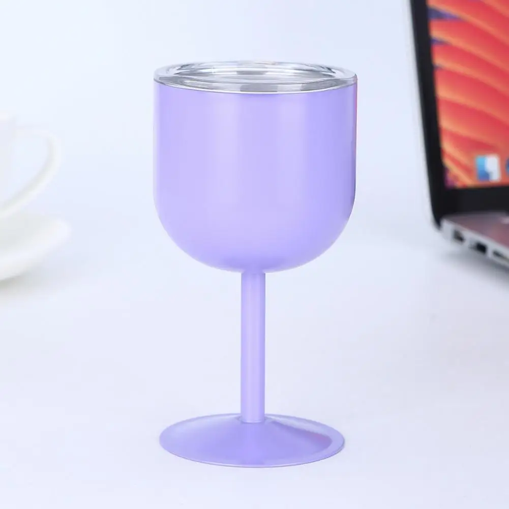 Stainless Steel Juice Cup Double-layer Vacuum Wine Glass Stainless Steel Goblet Set with Straw Lid 4 for Cocktails for Wedding