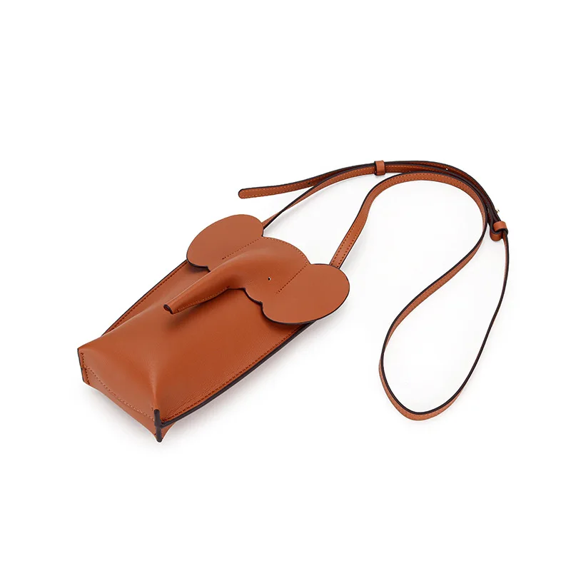 2025 Hot Sales Lederen Olifant Telefoontas Dames Zomer Mode Ontwerp Mini Crossbody Tas voor Dames Leuke Vrouwelijke Schoudertassen