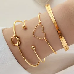 IPARAM-pulsera con Cruz y corazón para mujer, brazalete abierto de Color dorado, estilo Punk, joyería de moda, accesorios para regalos