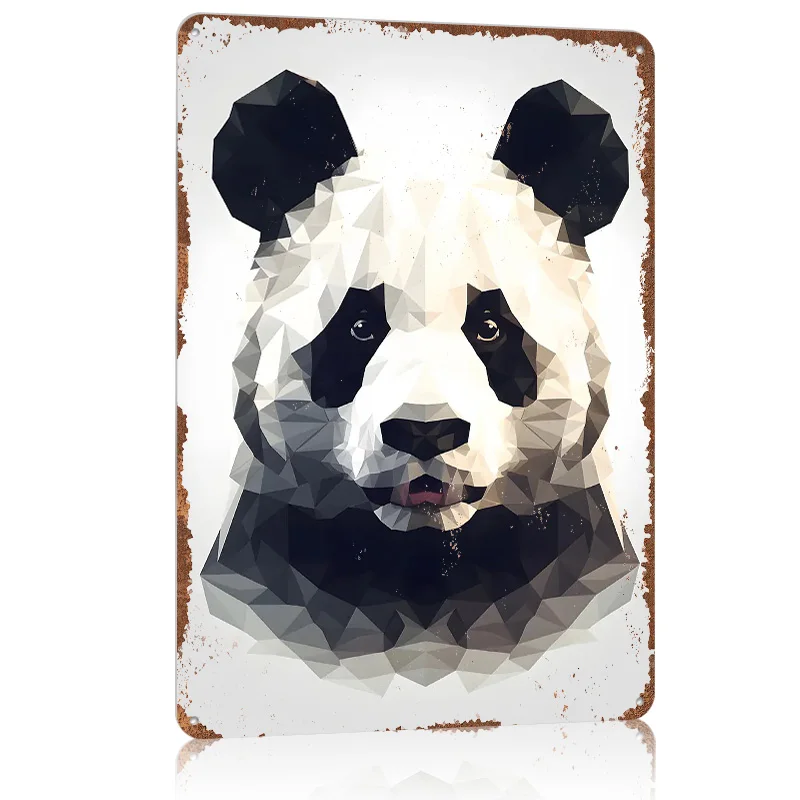Panda Low Poly Metal Poster Tin Sign Wall Art Posters on the Wall Decoration Items Customizable Metal Signs for Home Decoration