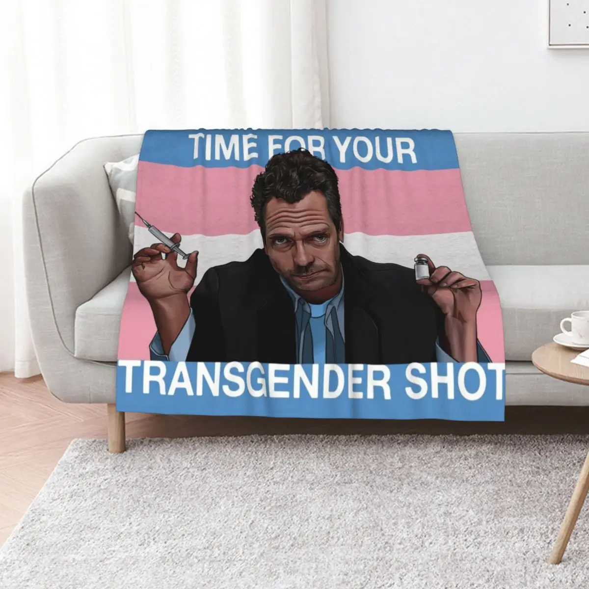 Dr. House Trans Flag Throw Blanket Sofa Quilt heavy to sleep warm winter for babies Cute Plaid Fashion Sofas Blankets