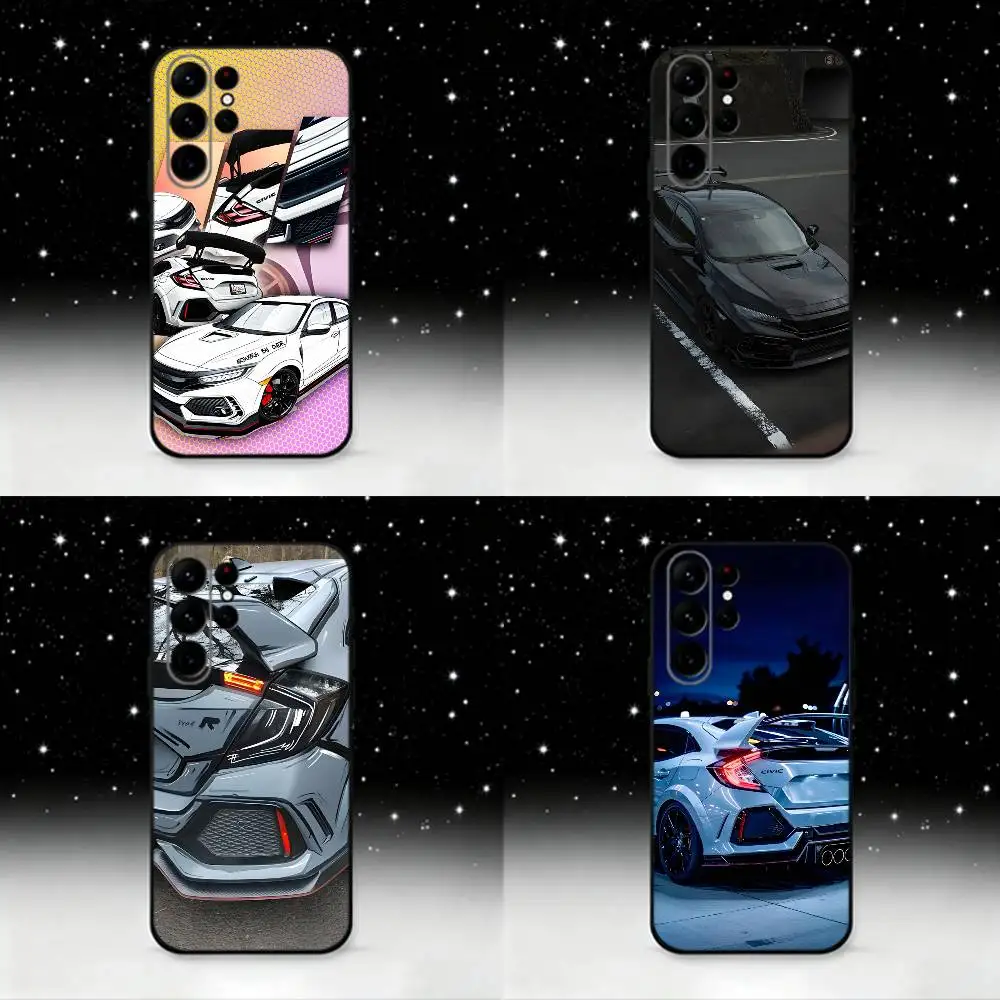 Funda de teléfono Sport Car T-Type R C-Civic para Samsung S25,S24 Ultra,S20,S30 plus,S22 plus,S23,S30 Ultra 5G, carcasa negra de silicona