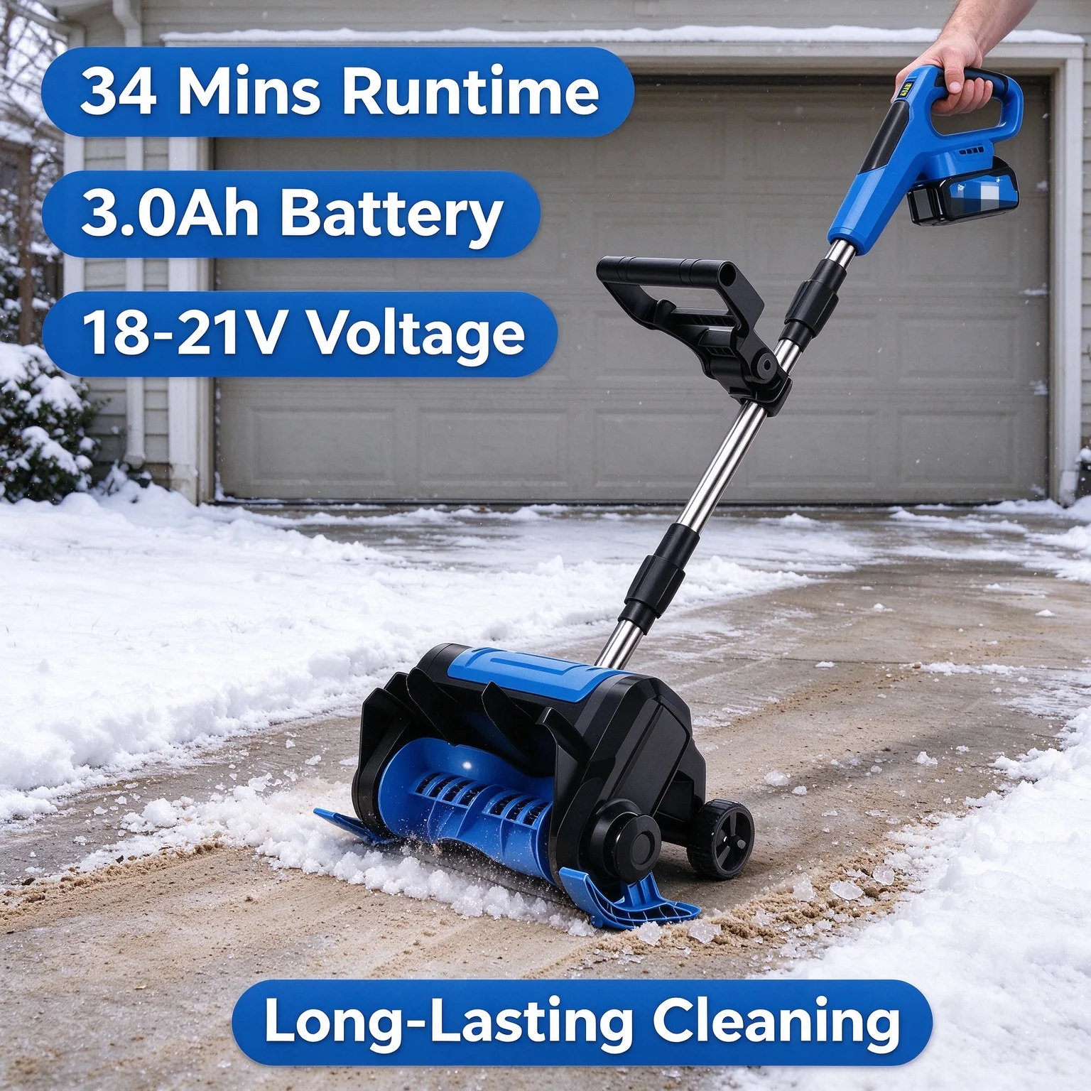 Cordless Electric Snow Sweeper Brushless Shovel 840W High Efficiency Winter Garden Tool for Snow Clearing