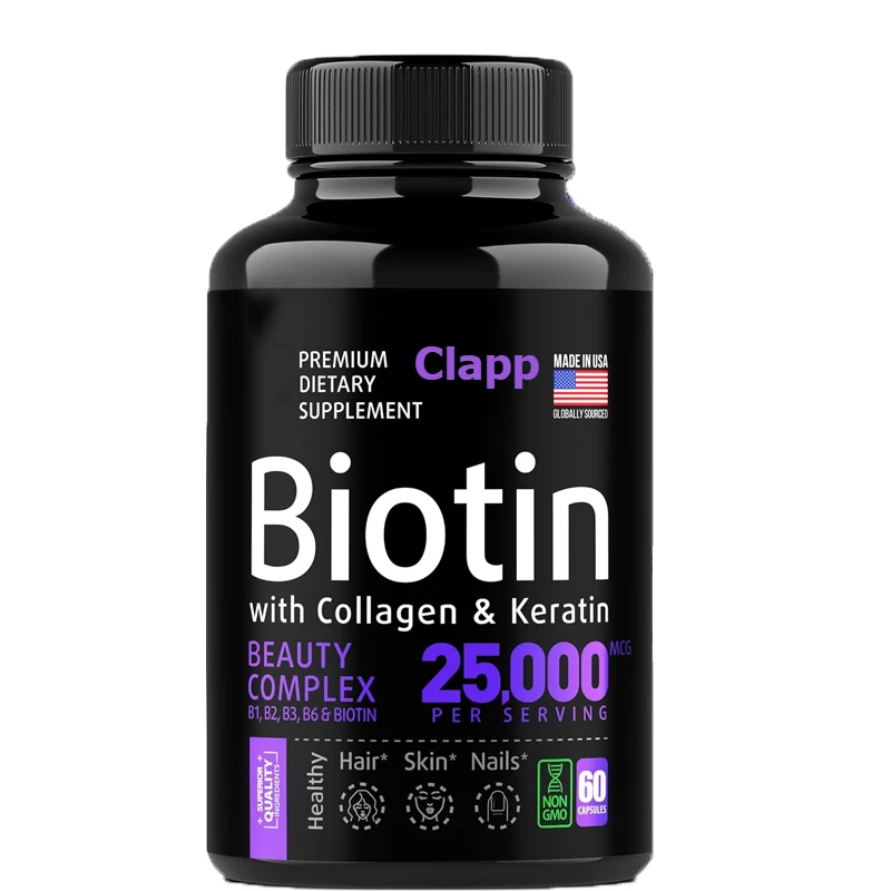 Biotin collagen keratin supplement - hair, skin and nail vitamins, hair growth vitamins, suitable for women and men, 60 capsules