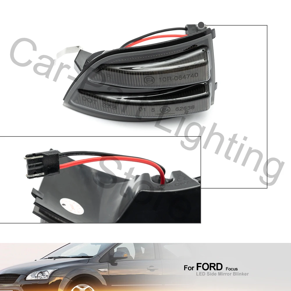 2Pcs 12V LED Sequential Side Marker Indicator Lamp Under Mirror Light CANBUS Error Free For Ford Focus ST Focus MK2 CC C-MAX