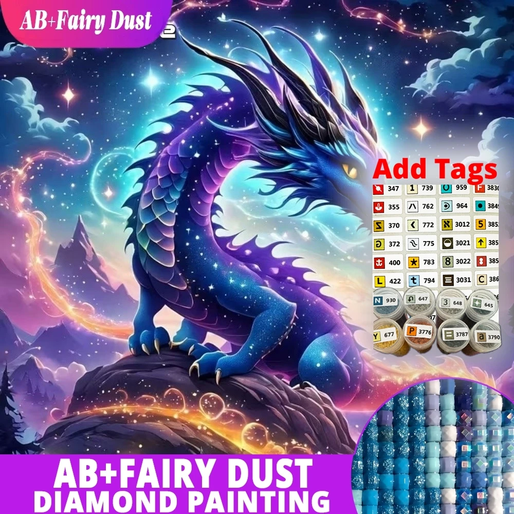 

AB Fairy Dust DMC stickers DIY Diamond Mosaic Dragon Full Drill Square Round Diamond Painting Dinosaur Animal Craft Kit Embroide