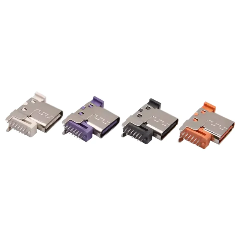 20pcs USB TYPE C 14 Pin Female Socket Connector Vertical 90° Side Insertion Charging Socket USB TYPE-C 14P Raise Gasket 2.7mm