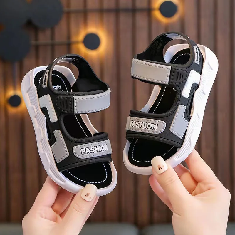 Fashion Kids Sandals Baby Shoes 2024 Summer Soft Sole Non-slip Boys Girls Sandals Toddler Children\'s Beach Flat Shoes Size 21-35