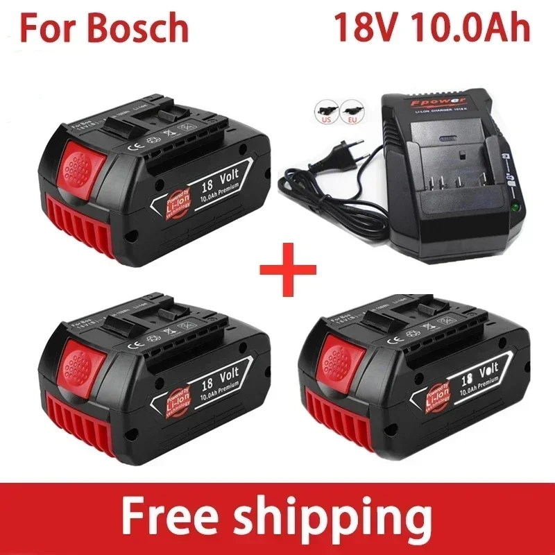 

100% Original 18V 10.0A Lithium Ion Rechargeable Battery for Bosch 10000mah Spare Power Tools Portable Replacement Indicator