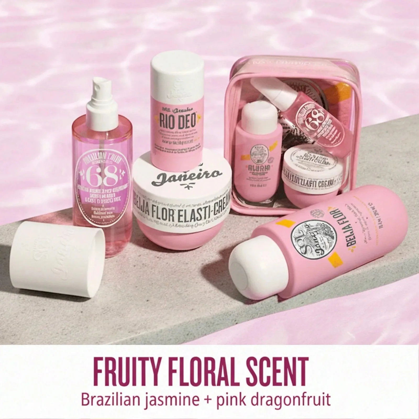 Sol de Janeiro Beija Flor Jet Set 3pcs Travel Gift Set, 50ml+90ml+30ml Body Cream Body Wash & Fragrance Mist, For Men & Women.