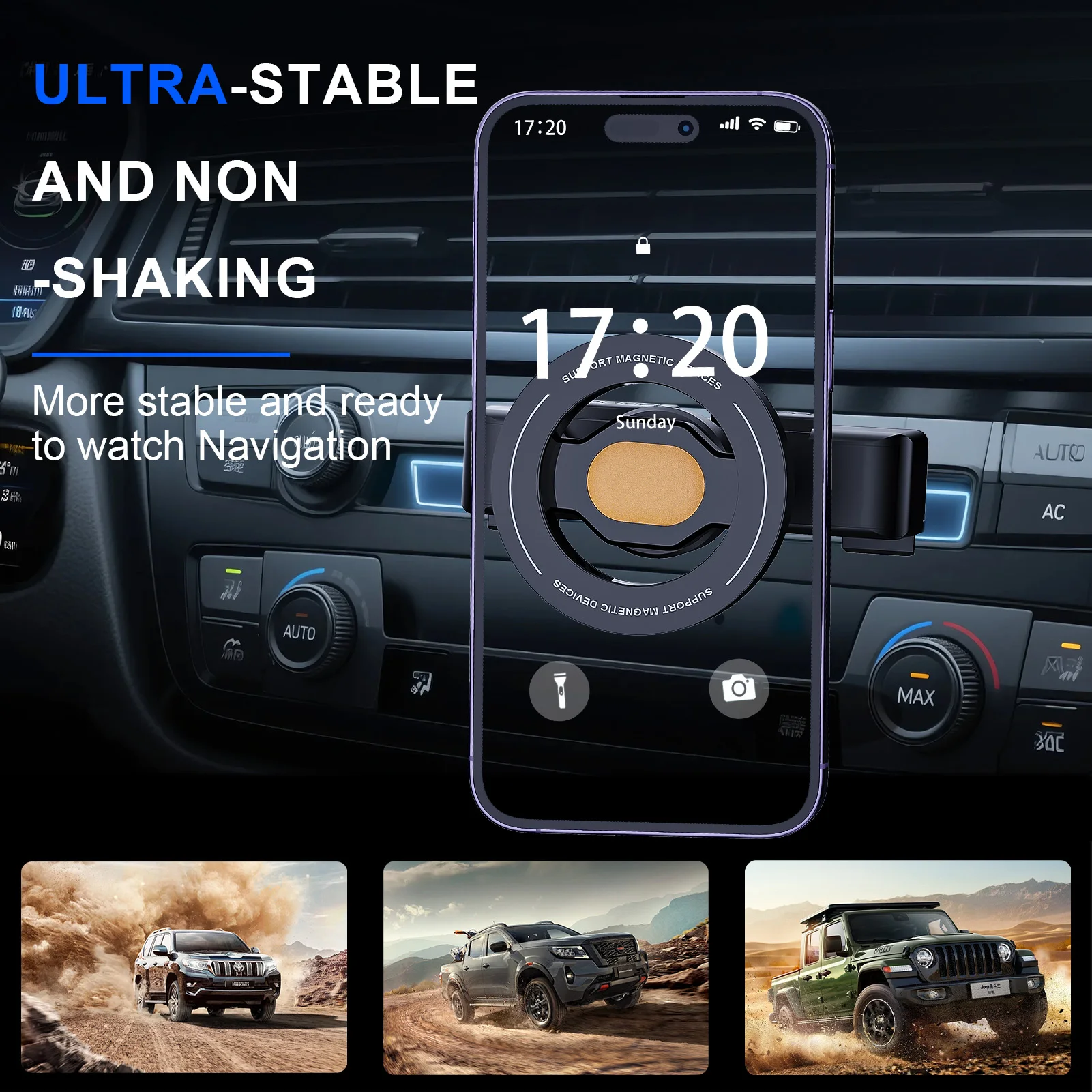 Car Mounted Magnetic Mobile Phone CD Slot Holder Smartphone Built-in 6 Powerful Magnets GPS Satellite Navigation for Iphone 16 image 3