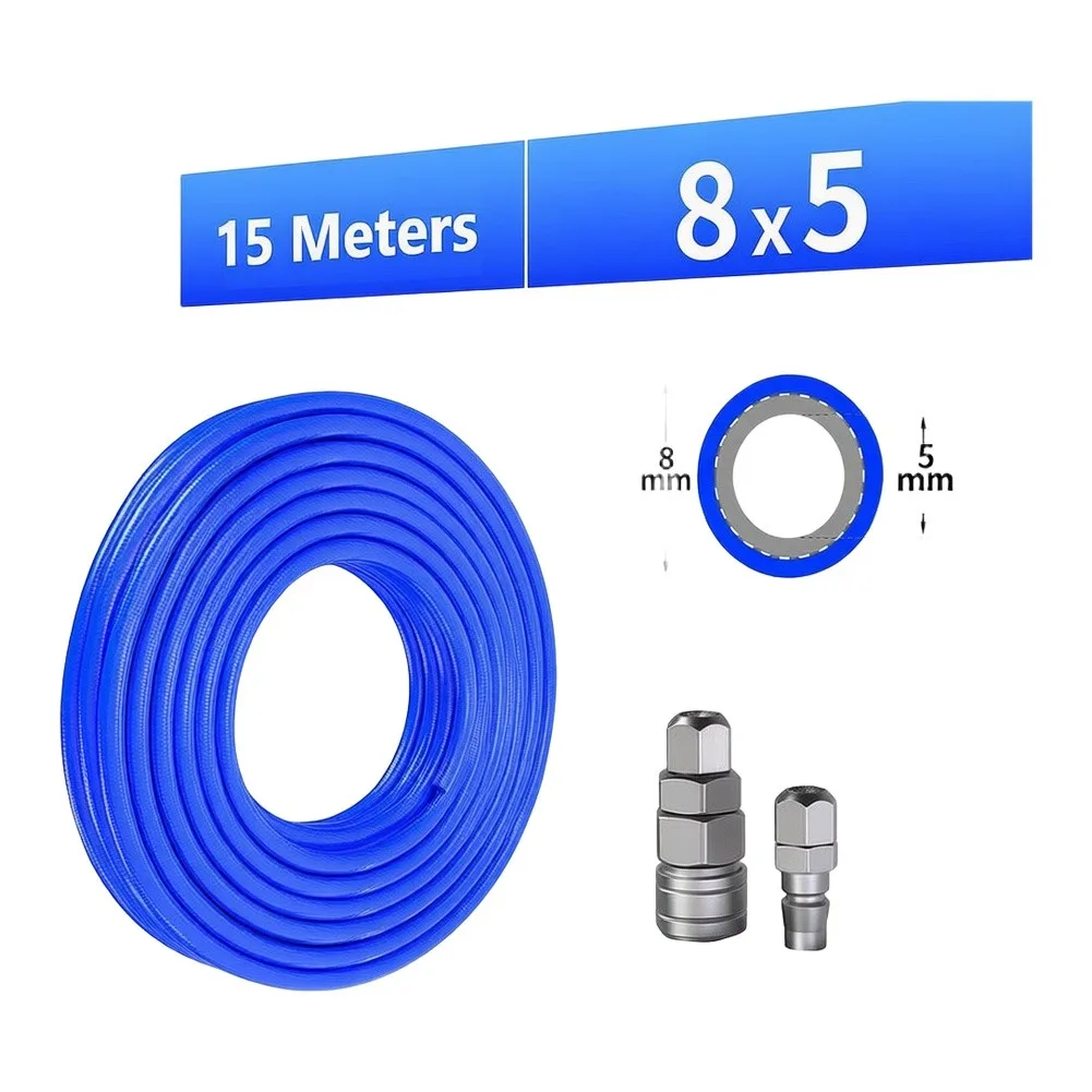 5x8mm PU Air Compressor Hose with C Type Quick Coupling Fitting for Workshop Pneumatic Tools and Air Supply Distribution