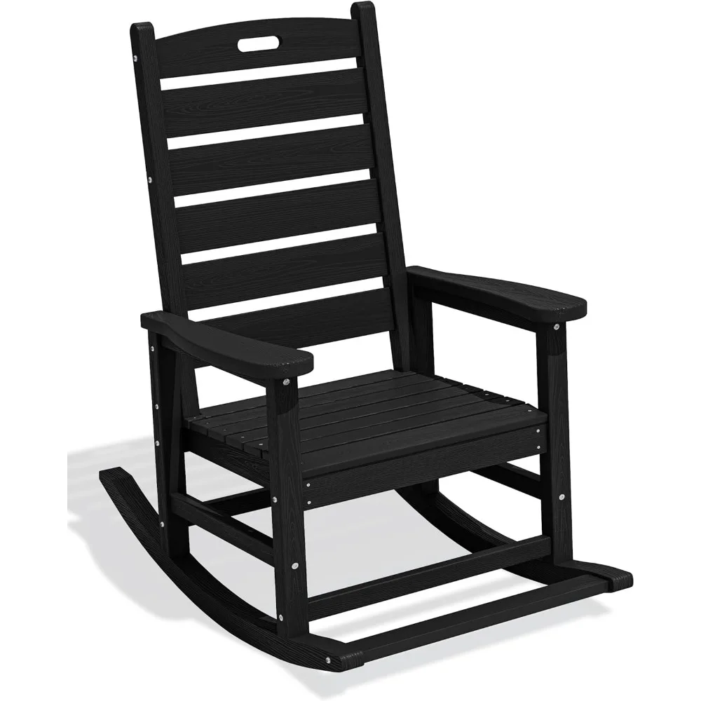 

Oversized Outdoor Rocking Chair, HDPE Patio Rocking Chair with Footboard for Adults, All Weather Porch Rocker for Deck P