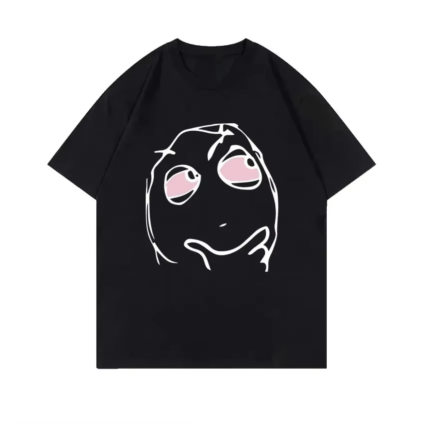 RAGE GUY Troll Face Funny Meme Graphic T-Shirt, Unisex Pensive Red Eyes Reaction Manga Tee, Y2K Casual Fashion Tops