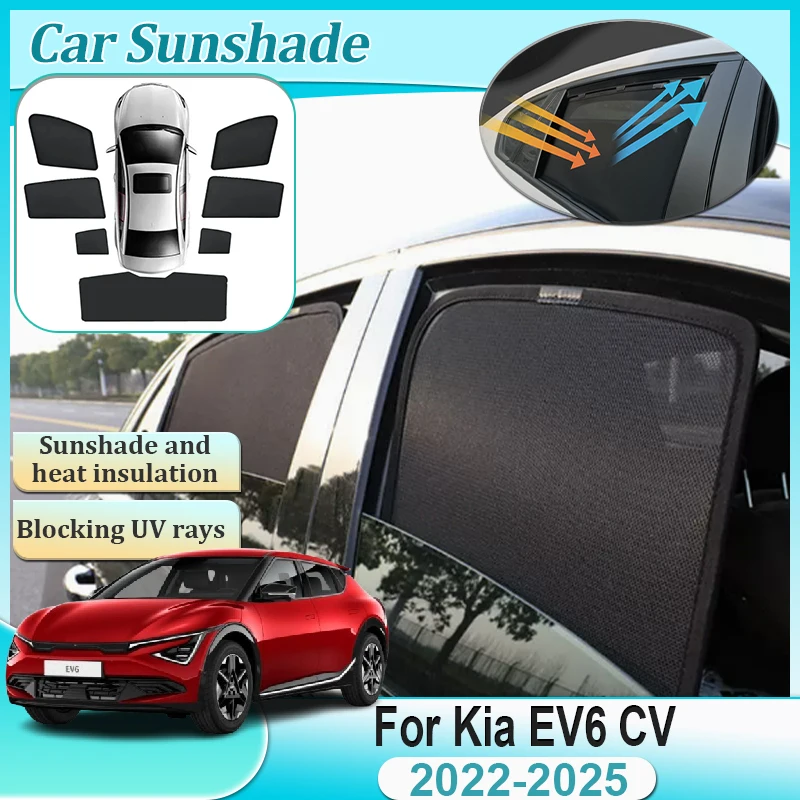 

For Kia EV6 CV 2022 2023 2024 2025 Magnetic Sunshade Side Window Visor Anti-UV Privacy Car Full Cover Insulatio Auto Accessories