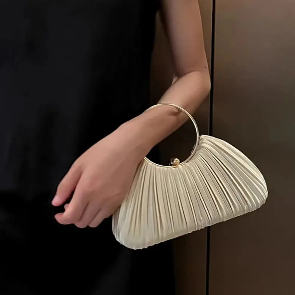 

Casual Exquisite Evening Banquet Bag Temperament Light Luxury Ladies Clutch Bag Solid Color Portable Wrist Bag Women