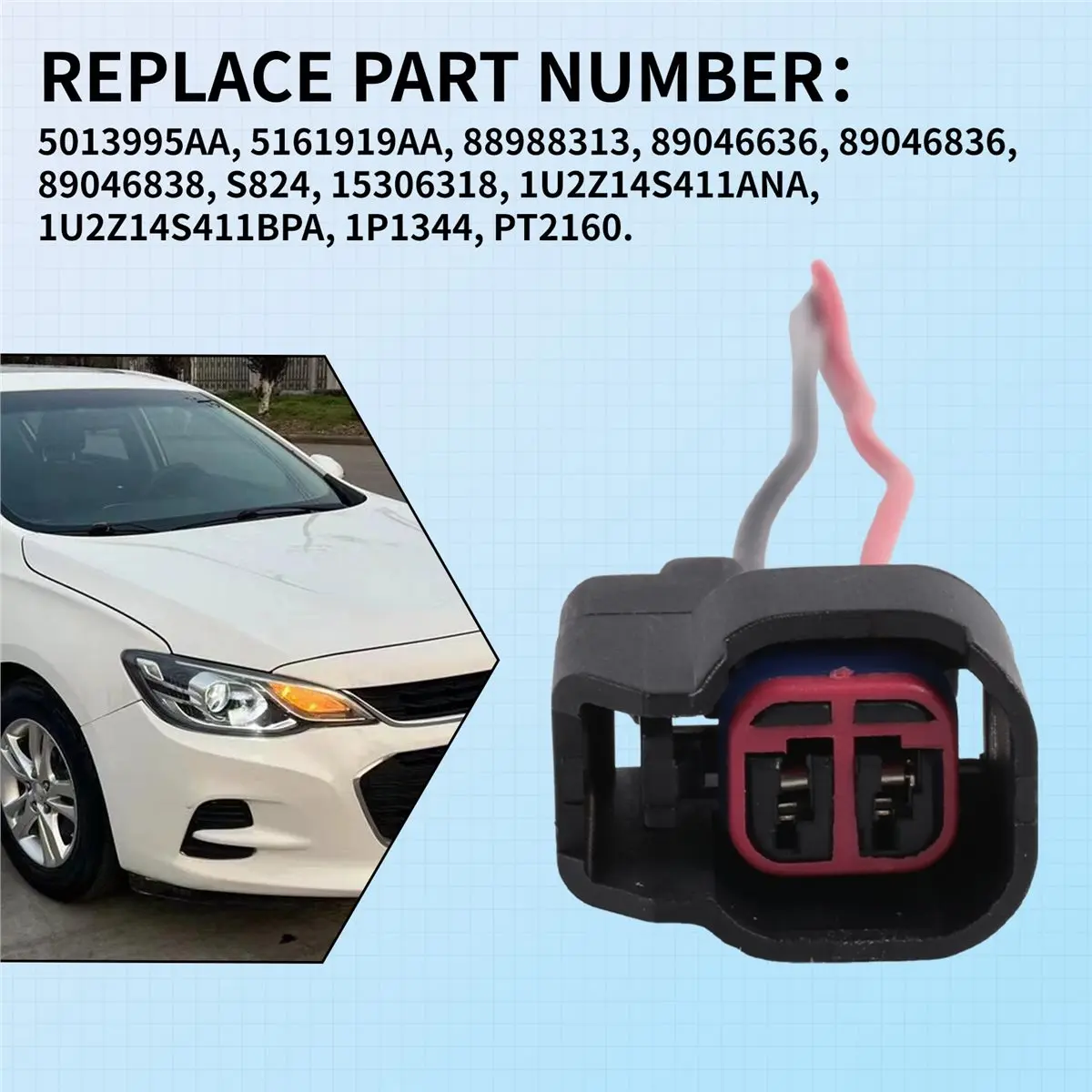 #90J Fuel Injector Connector Pigtail Wire Harness for Chevrolet 8PCS,Mustang Fuel Injector Connector,(black)