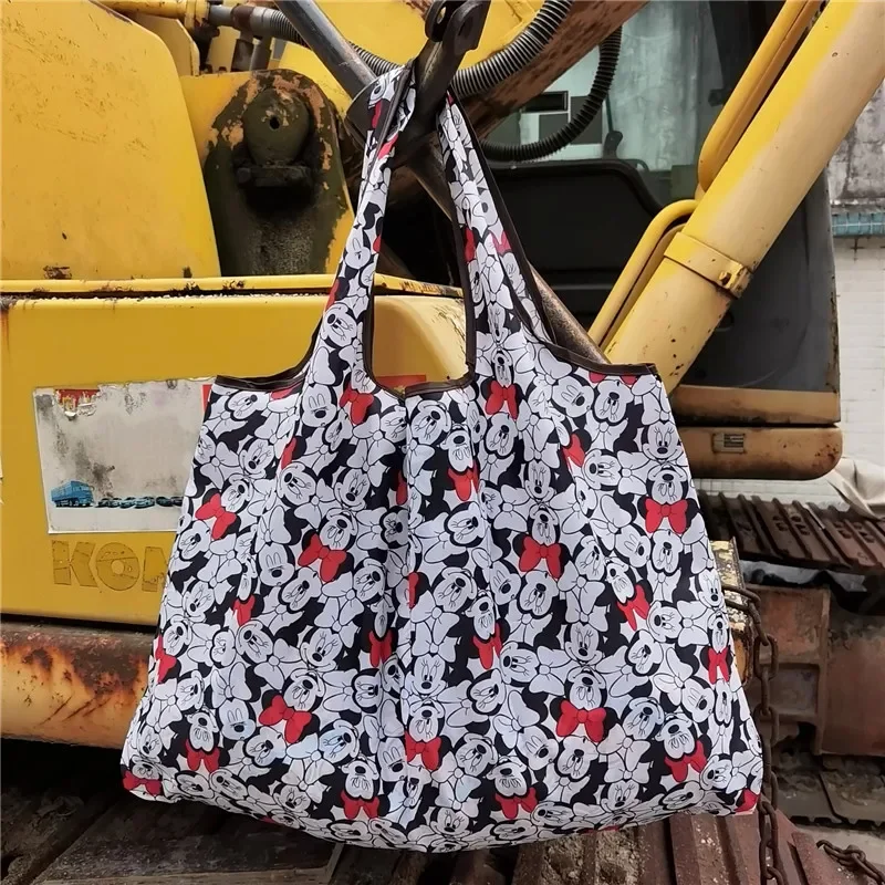 Disney Anime Mickey Mouse Cartoon Women\'s Tote Bags Waterproof Shopping Foldable Portable Storage Girls Handbags Birthday Gifts