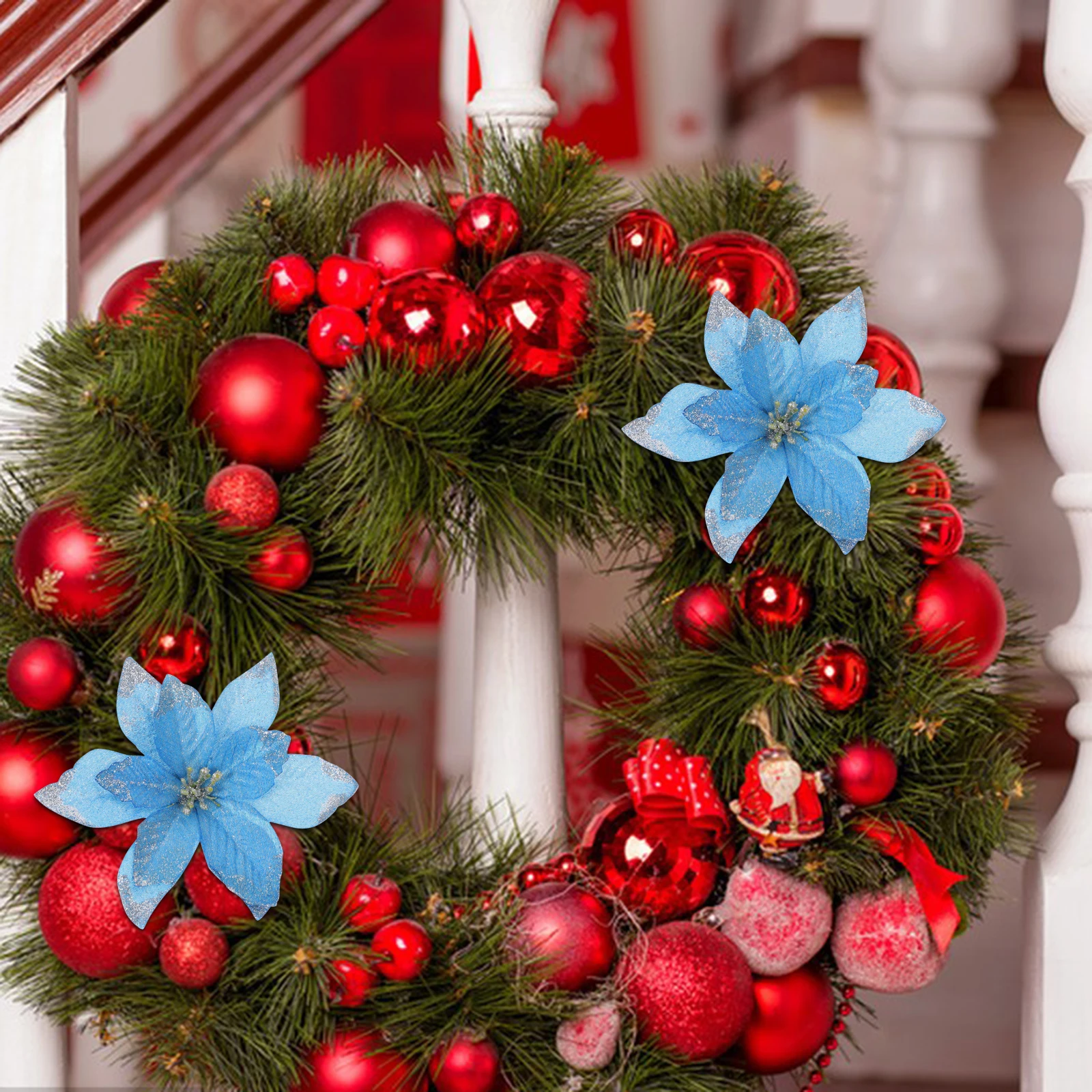 

10 Pcs Christmas Tree Pendant Ornament Decorations Plastic Xmas Decorative Flower