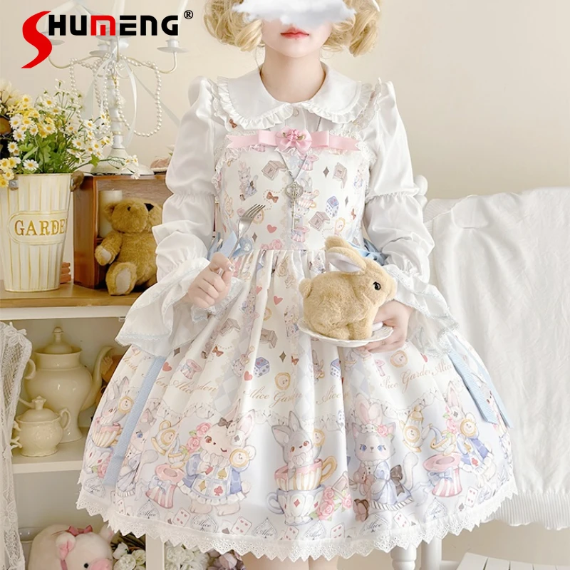 

Japanese Original Lolita JSK Strap Princess Ball Gown Dress Autumn Winter Women's Clothes Short Sleeve Slim Fit Vestido De Mujer