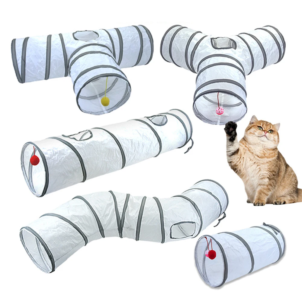 White Cat Tunnel Pet Supplies Funny Kitten Toys Foldable Toys For Cat Pet Training Interactive Fun Toy Play Tunnel Tube