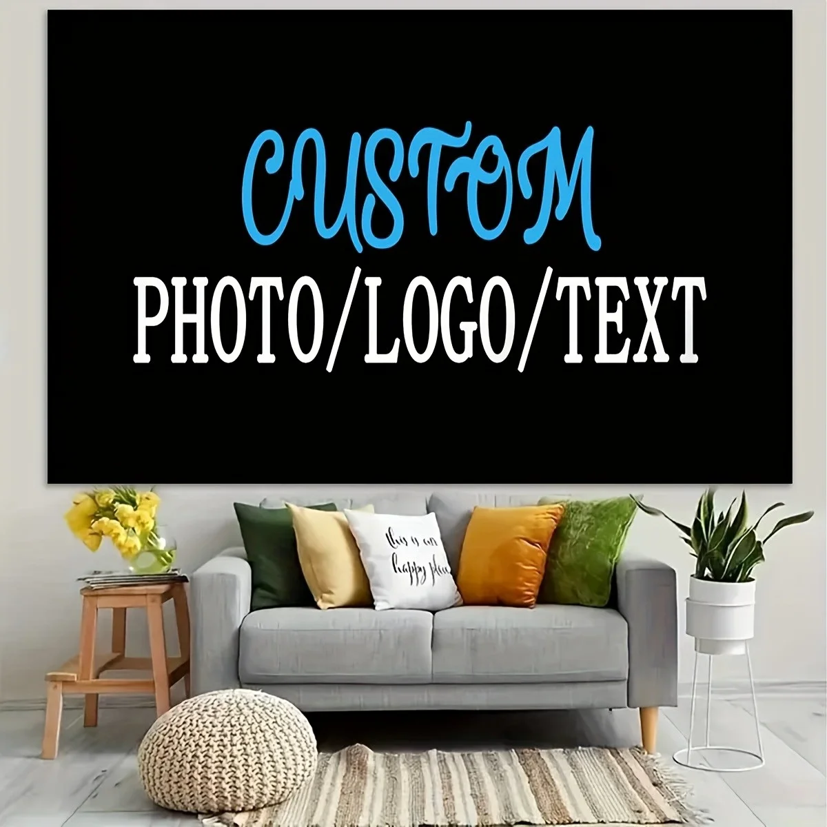 Custom Photo/Text/Logo Tapestry – Upload images and Text; Suitable for Wedding or Birthday Backdrops and Room Decor – Upload You