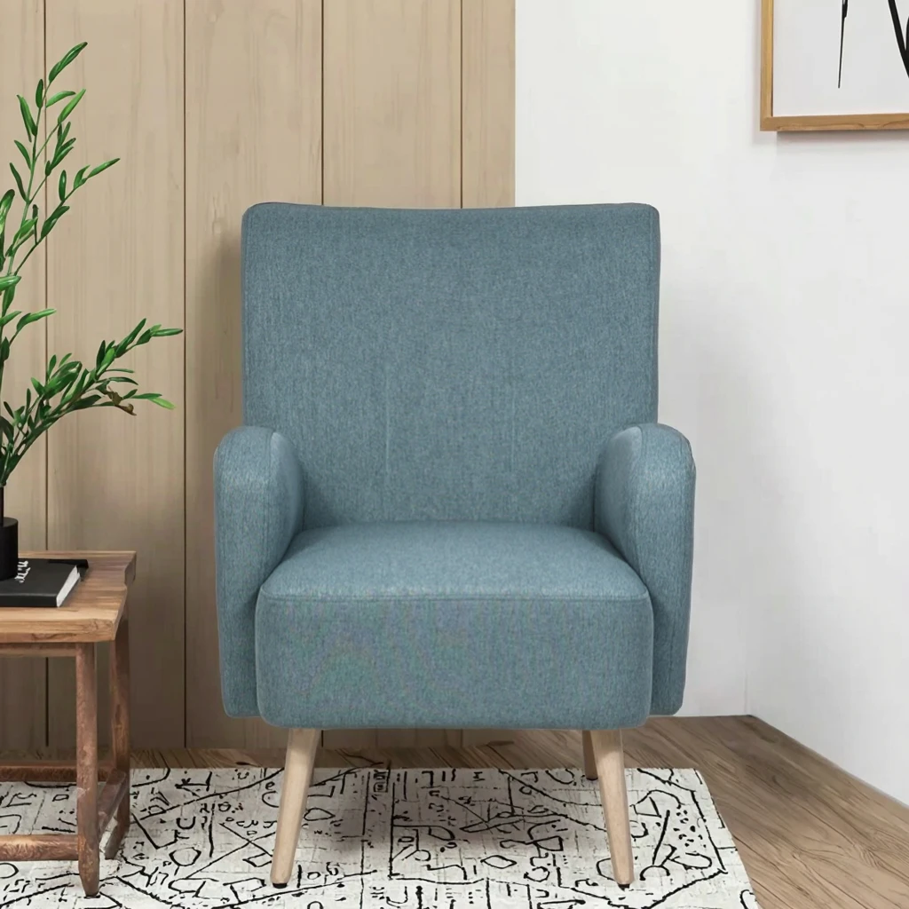 Stylish Fabric Leisure Chair with Elegant Wooden Legs for Living Room Sofa Chair